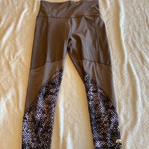 Brown Leggings with Mesh Accents/Snakeskin Pattern